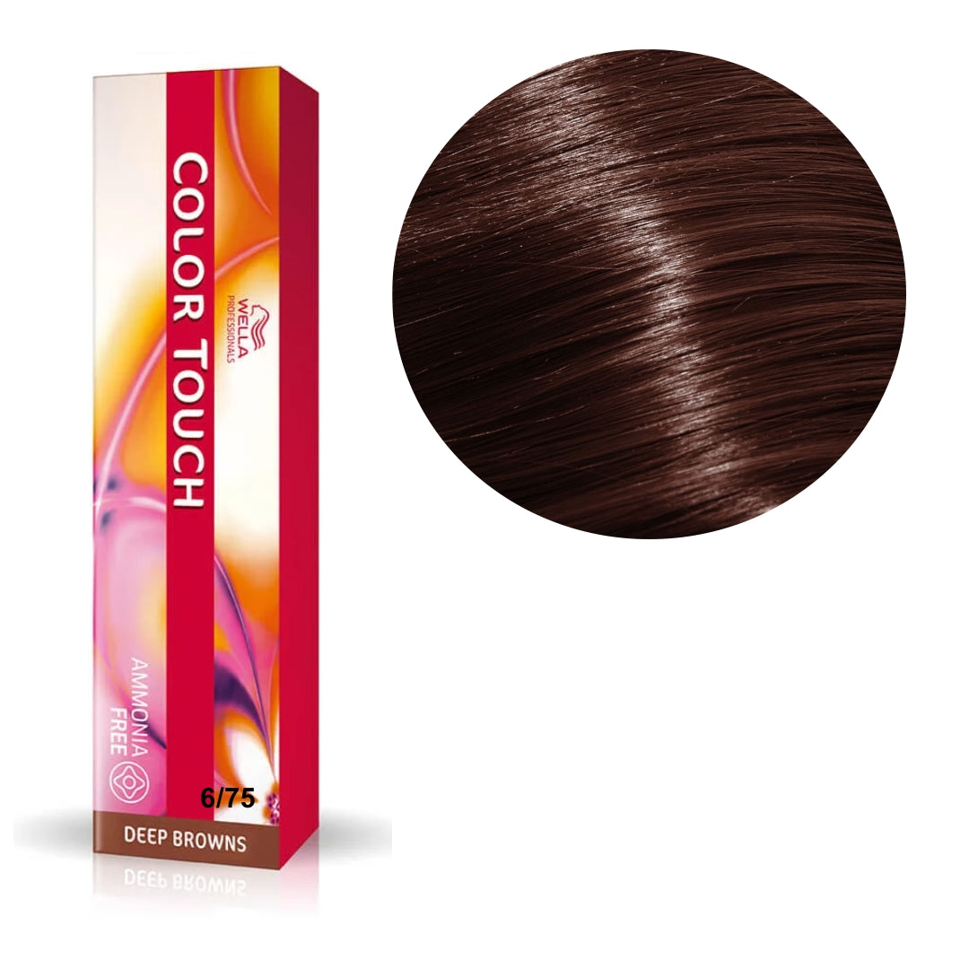 a box of color touch hair dye in chocolate brown