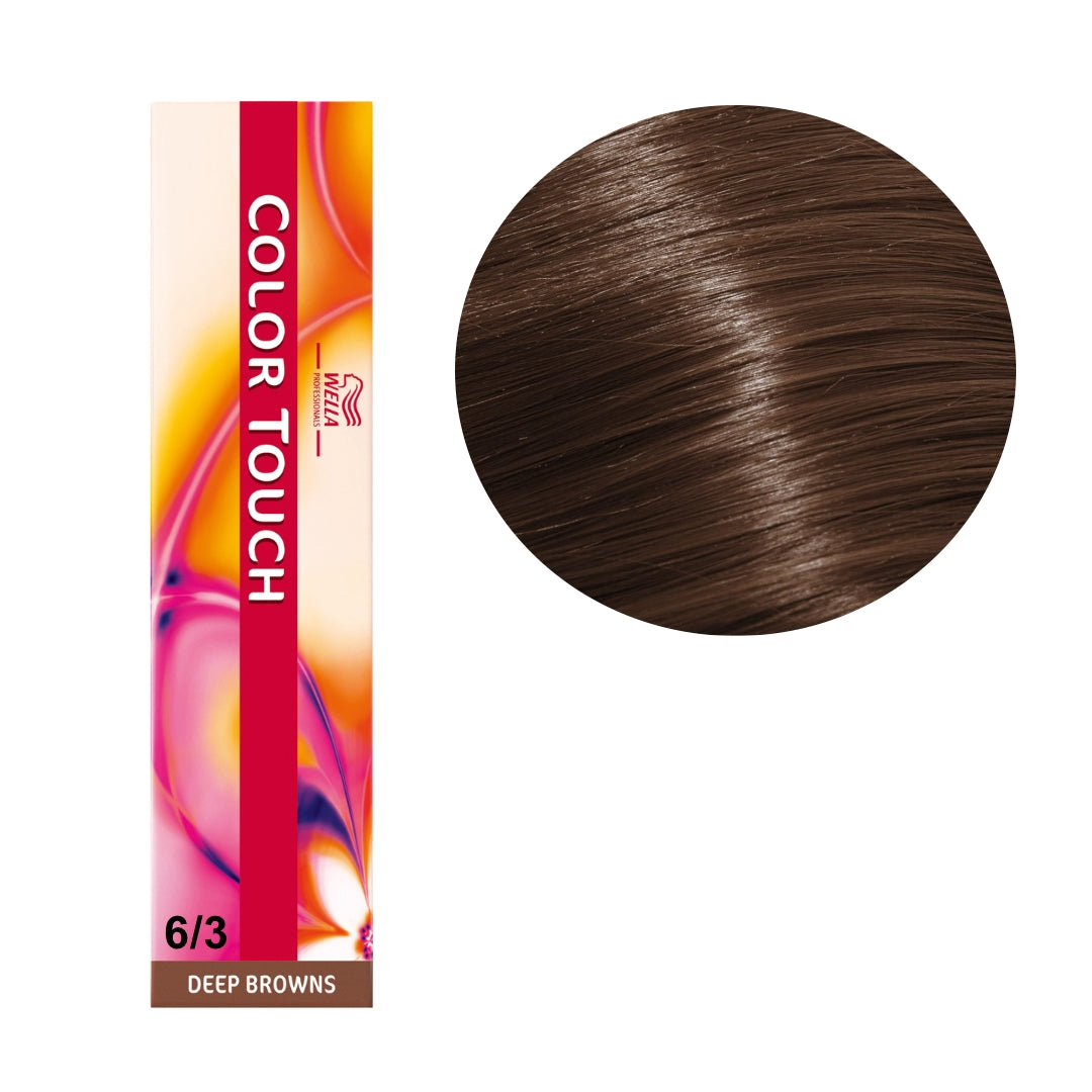 a box of color touch hair dye in dark brown