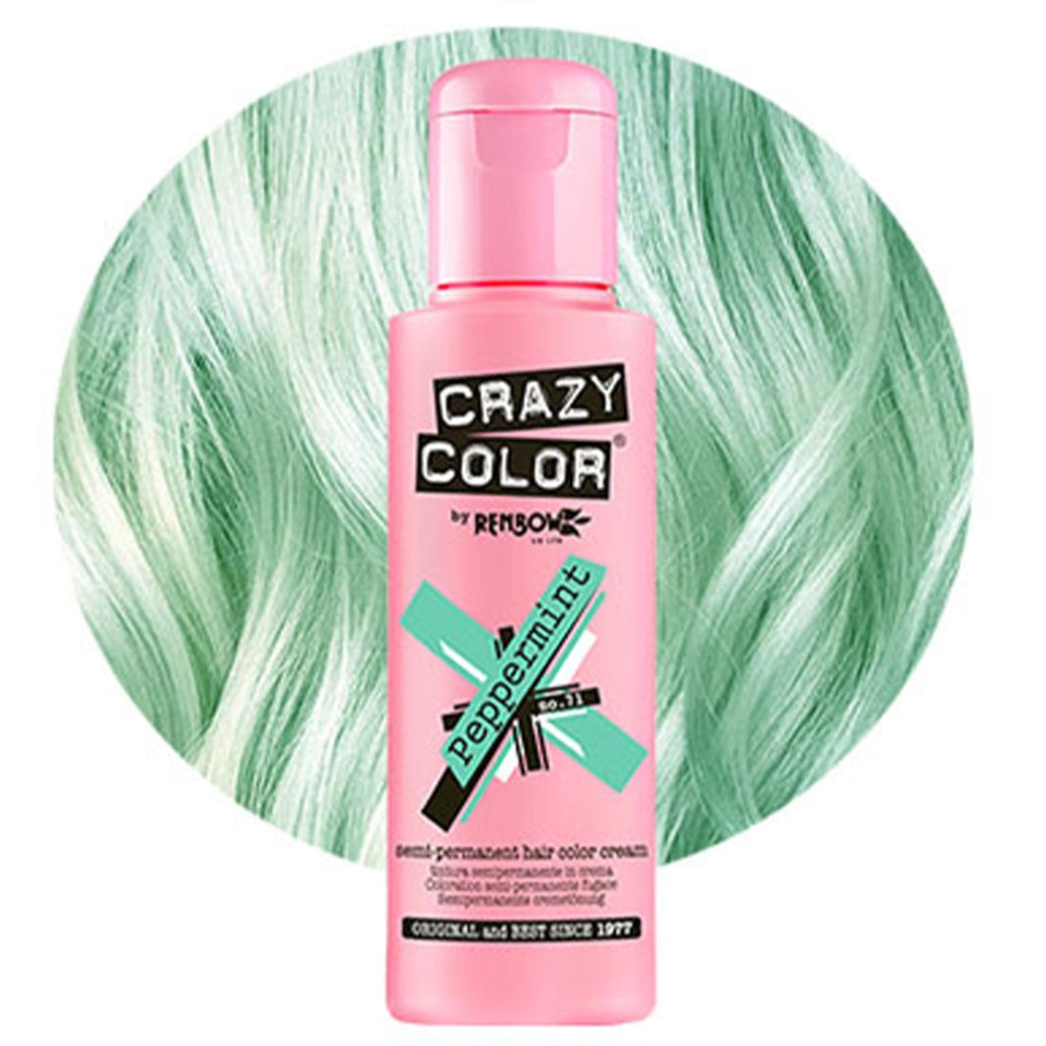 a bottle of crazy color hair dye on a white background