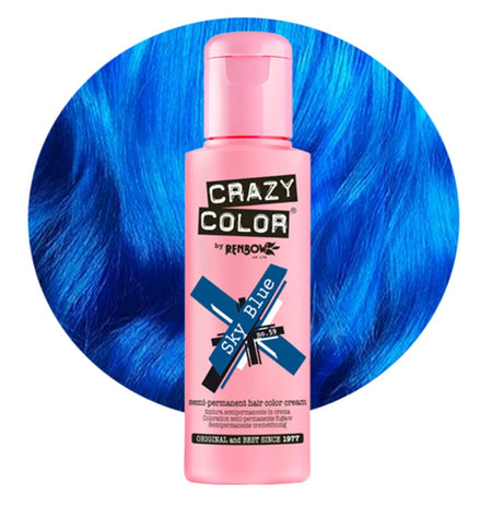 a bottle of crazy color blue hair dye