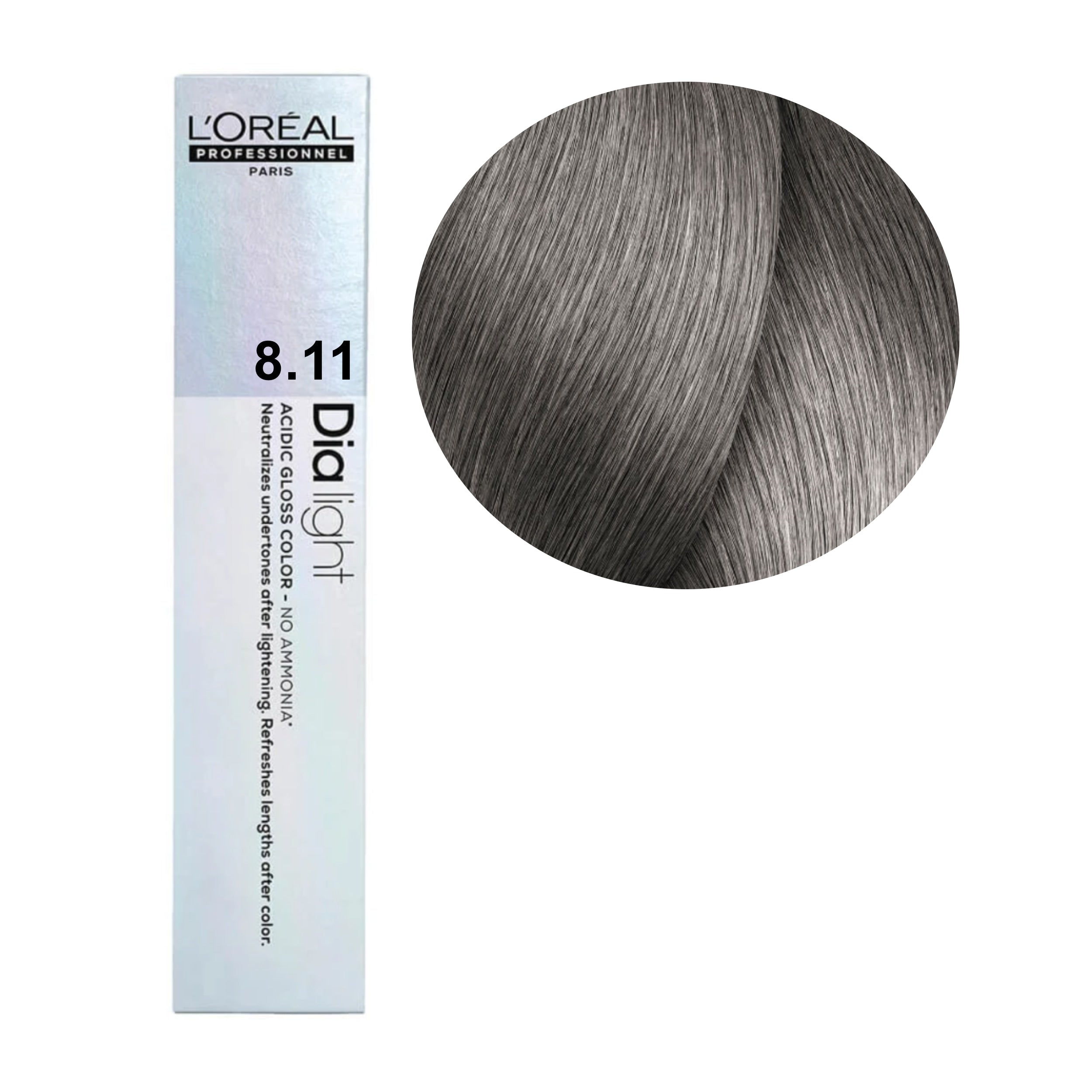 a tube of grey hair color on a white background