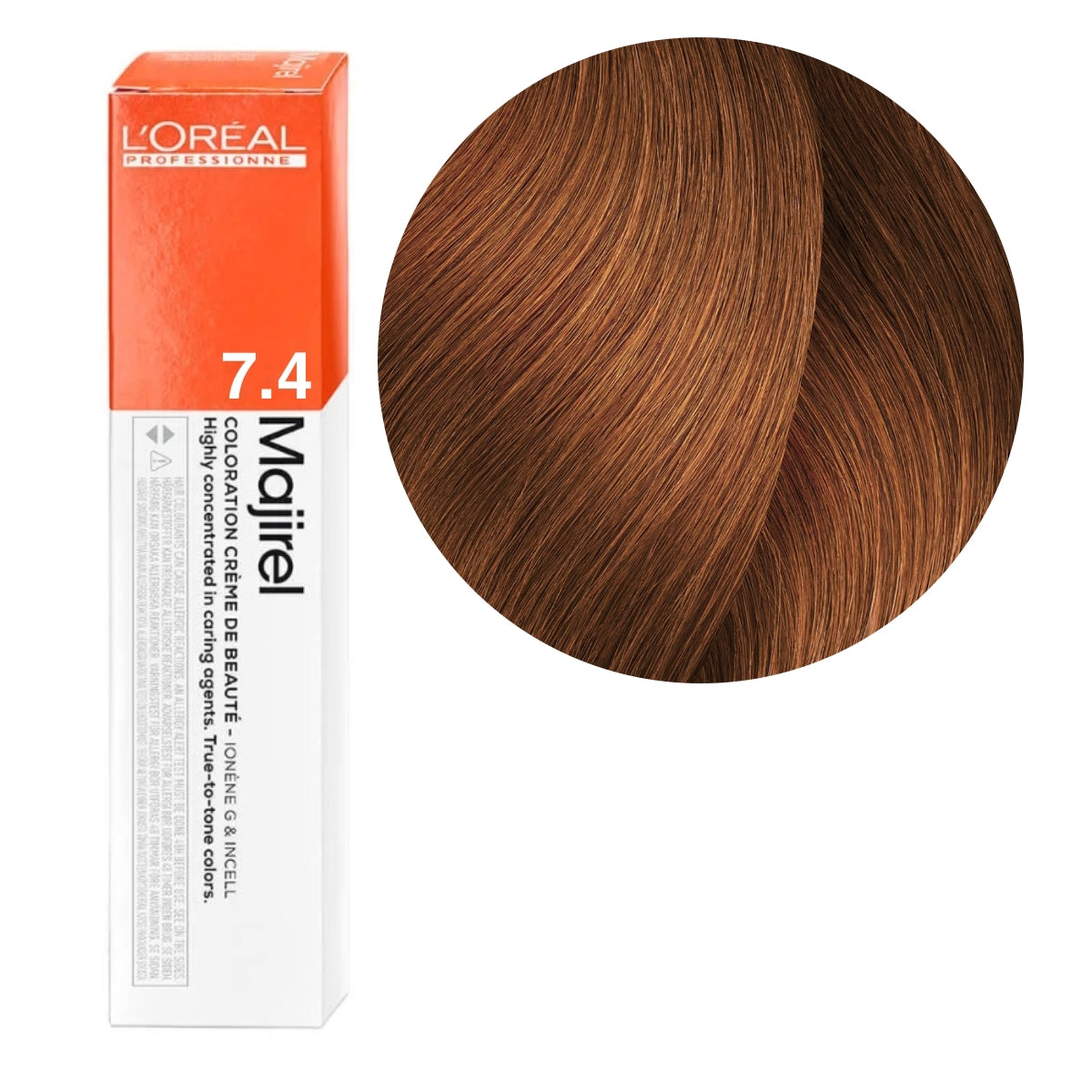 a box of lorel hair color 7.4 medium brown