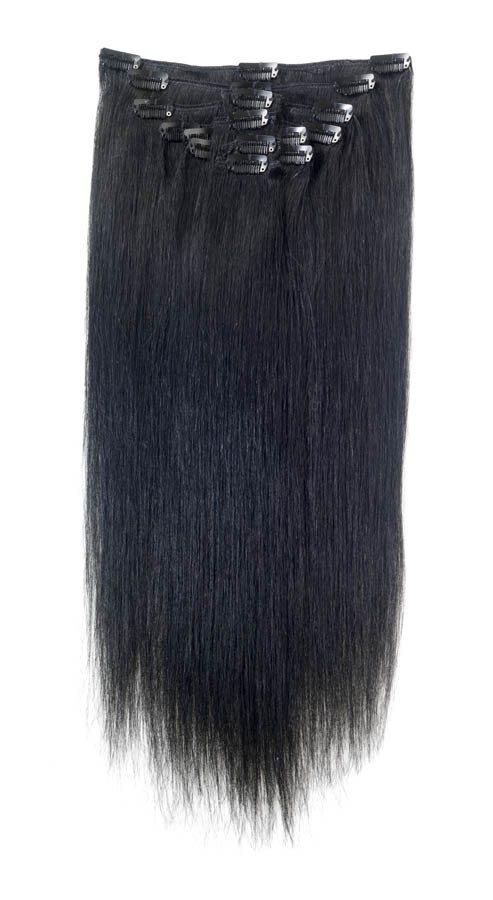 American Pride 18-Inch Jet Black Clip-In Hair Extensions: Instantly Add Volume and Length to Your Look - beautyhair.co.ukHair Extensions