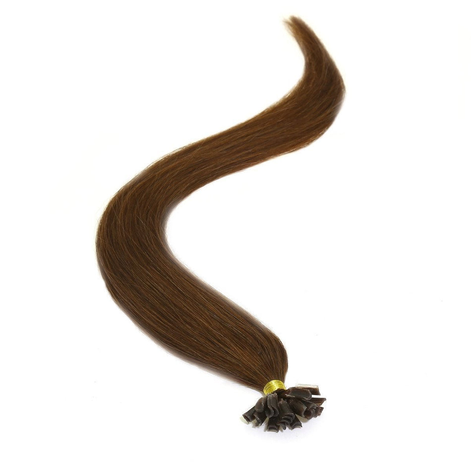 18" Light Brown U-Tip Hair Extensions - High-Quality Remy Hair - beautyhair.co.ukHair Extensions