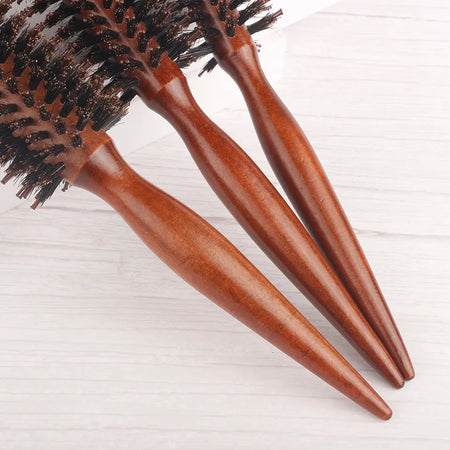 Round Wooden Bristle Hair Brush for Detangling and Adding Shine to All Hair Types - beautyhair.co.ukHair Brush