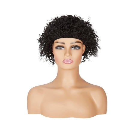 Curly Short Hair Band Human Hair Wig - Soft & Bouncy Curls, Adjustable Fit - beautyhair.co.ukWigs