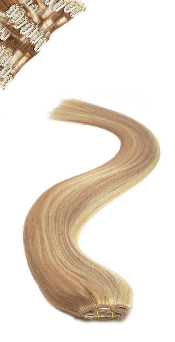 Full Head | Clip in Hair | 18 inch | Caramel Starlight (P12/613) - beautyhair.co.ukHair Extensions