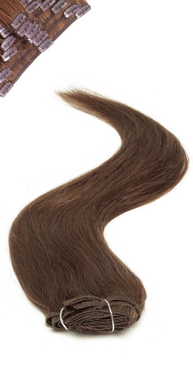 Full Head | Clip in Hair | 18 inch | Dark Brown (3) - beautyhair.co.ukHair Extensions