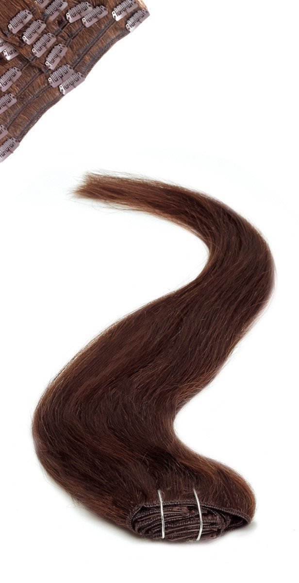 Full Head | Clip in Hair | 18 inch | Darkest Brown (2) - beautyhair.co.ukHair Extensions