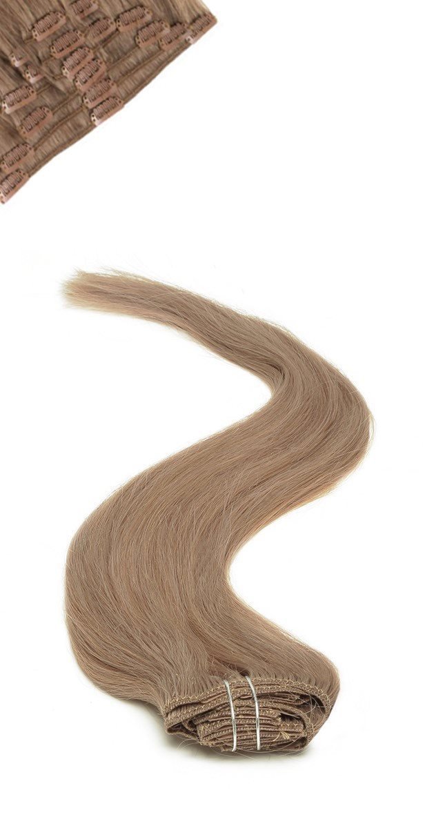 Full Head | Clip in Hair | 18 inch | Mousey Brown (8) - beautyhair.co.ukHair Extensions