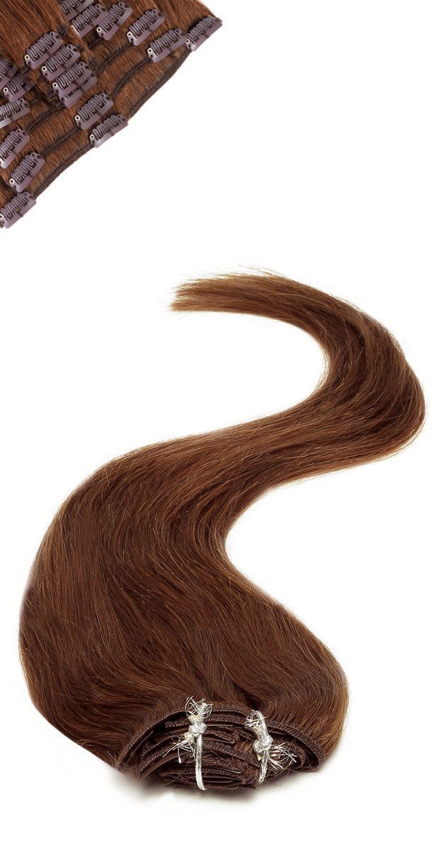 Full Head Clip in Hair Extensions | 22 inch | Brown (4) | 100% Silky Human Hair - beautyhair.co.ukHair Extensions