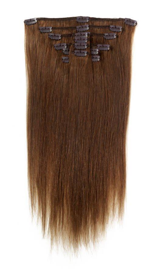 Full Head | Clip in Hair | 22 inch | Light Brown (6) - beautyhair.co.ukHair Extensions
