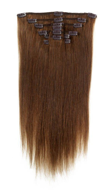 Full Head | Clip in Hair | 22 inch | Light Brown (6) - beautyhair.co.ukHair Extensions