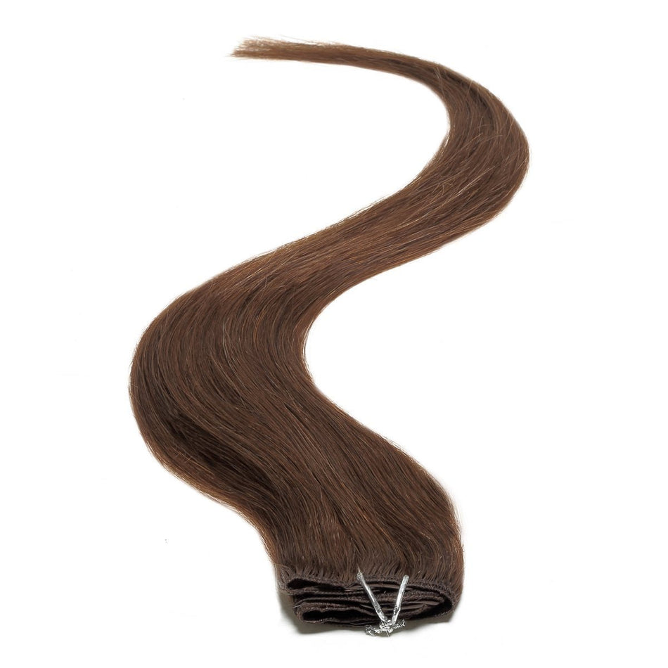 Medium Brown 4 Single Weft Clip in Hair Extensions - 18" Length - beautyhair.co.ukHair Extensions