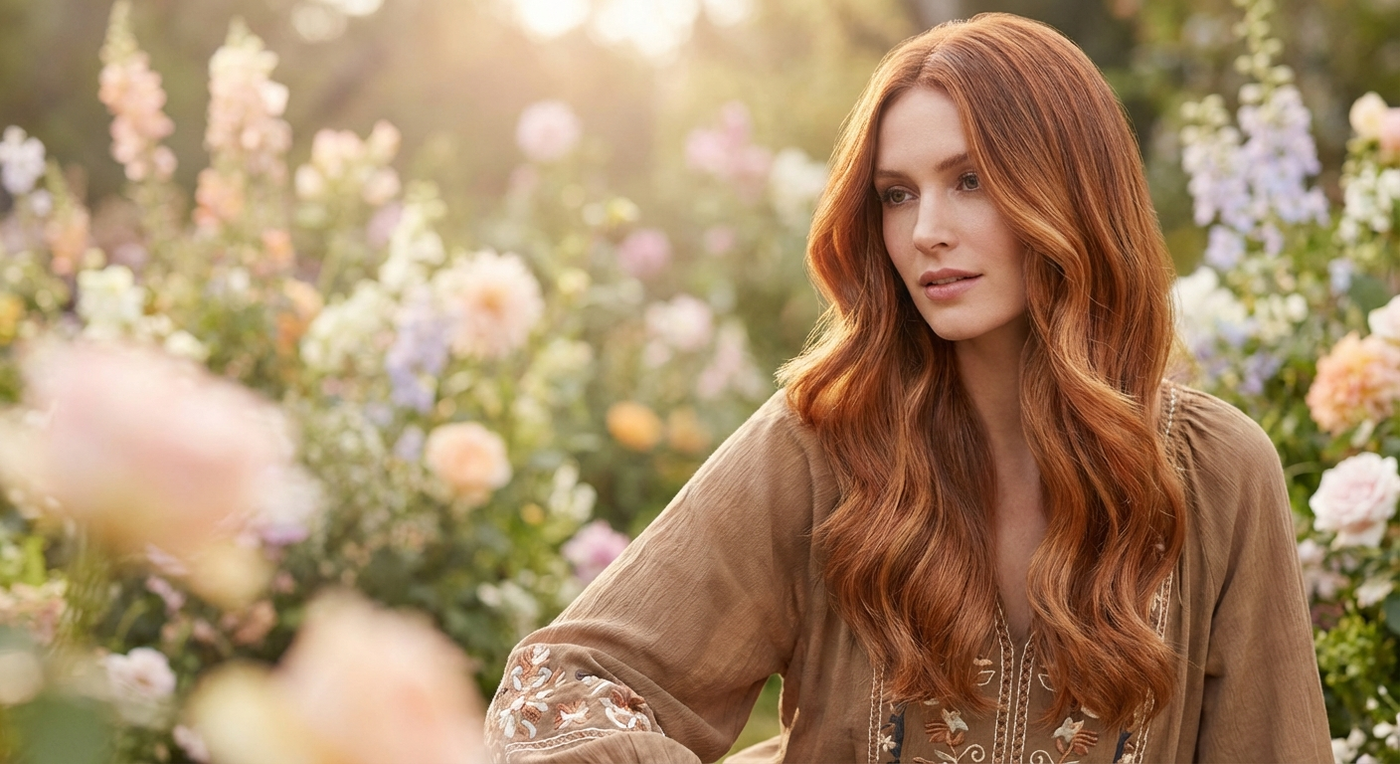 Spring 2026 hair colour trends - warm copper balayage