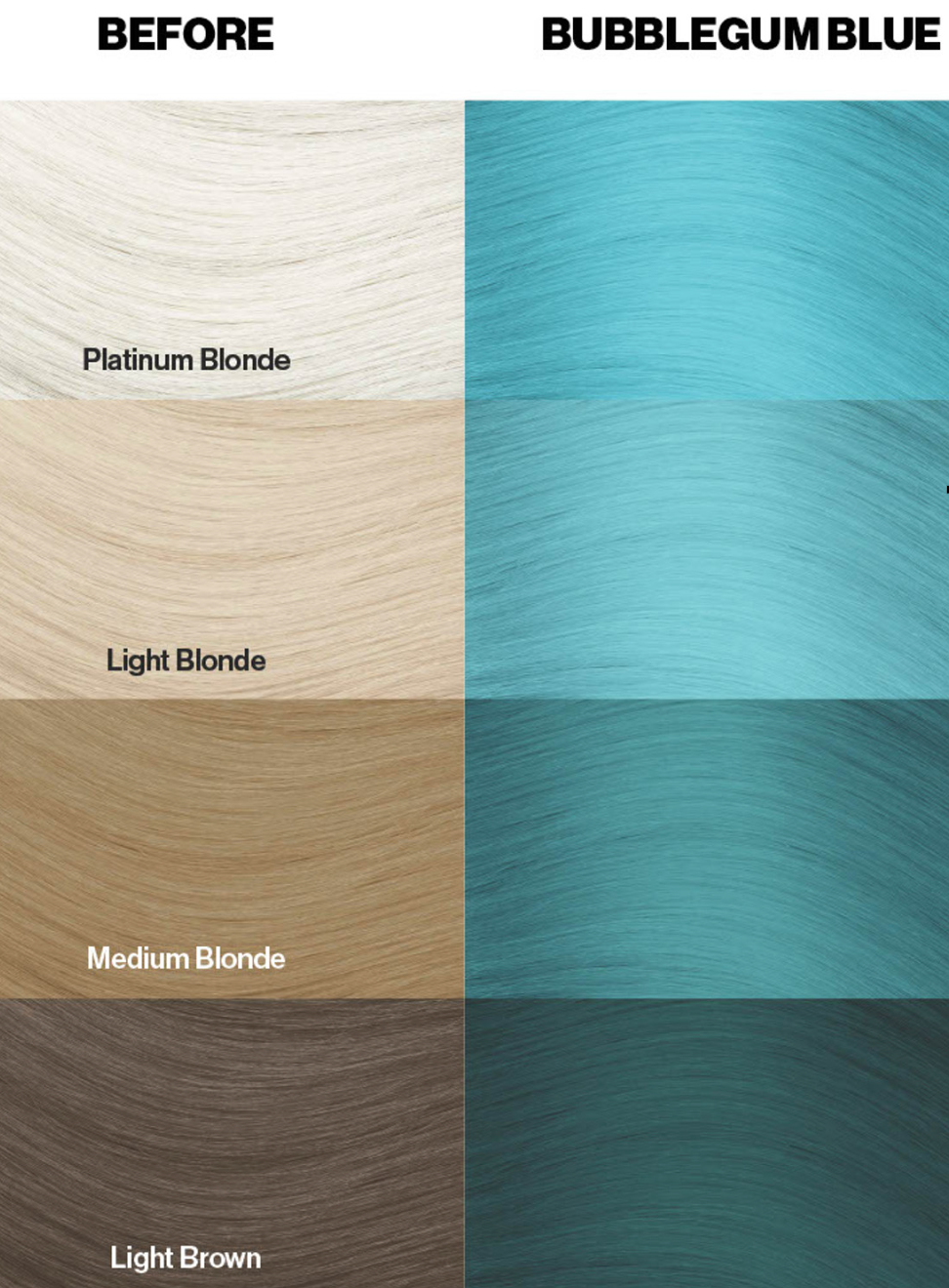 the different shades of hair are shown