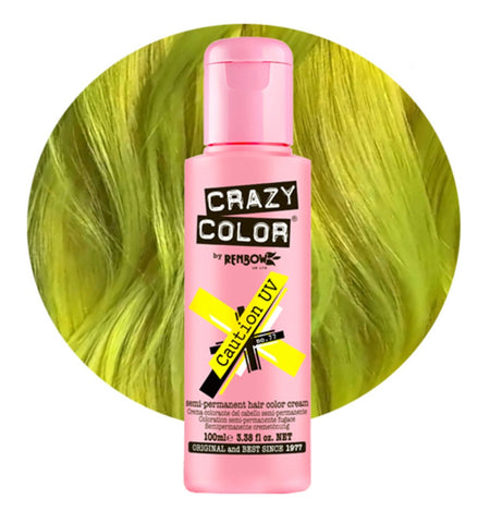a bottle of crazy color hair dye on a white background