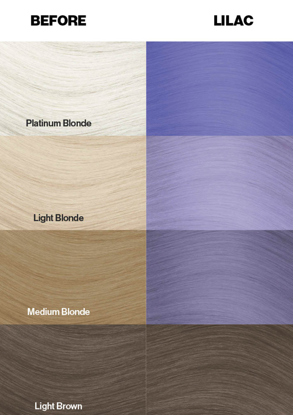 different shades of hair with different colors