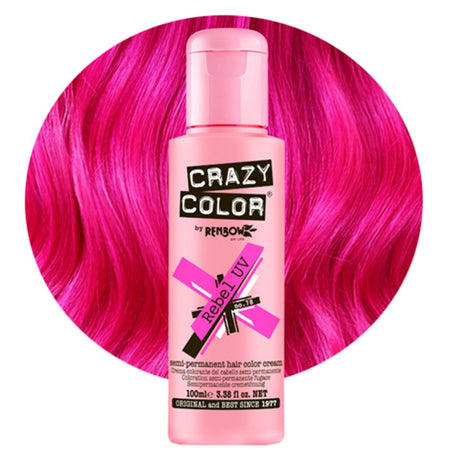 a bottle of crazy color hair dye in pink