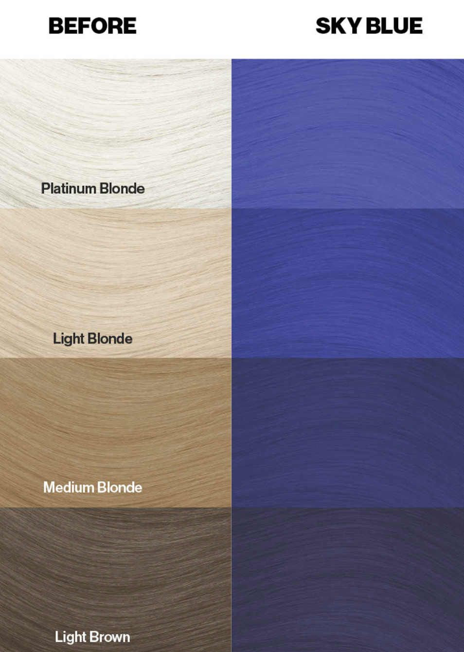 the different shades of hair are shown