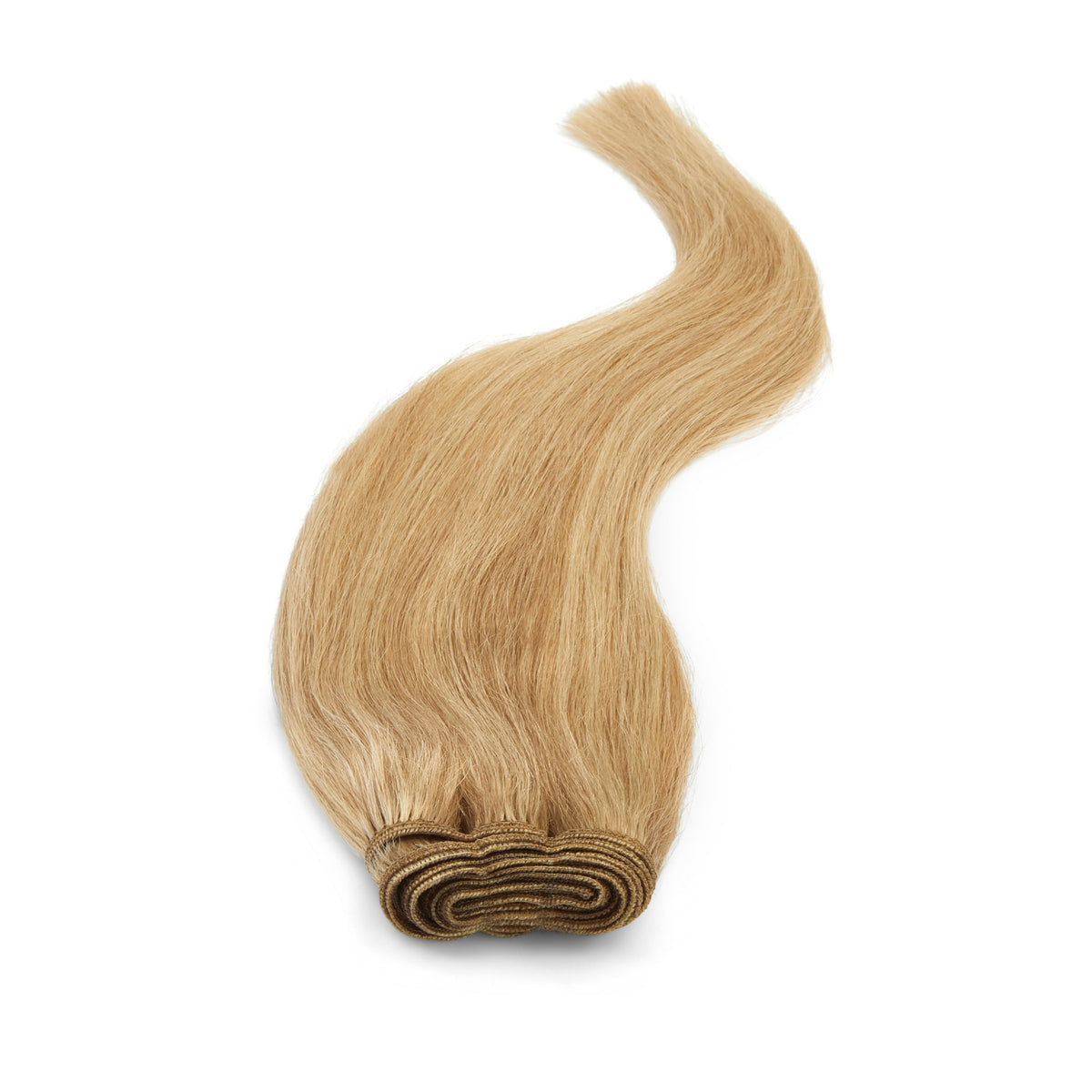 a piece of blonde hair on a white background