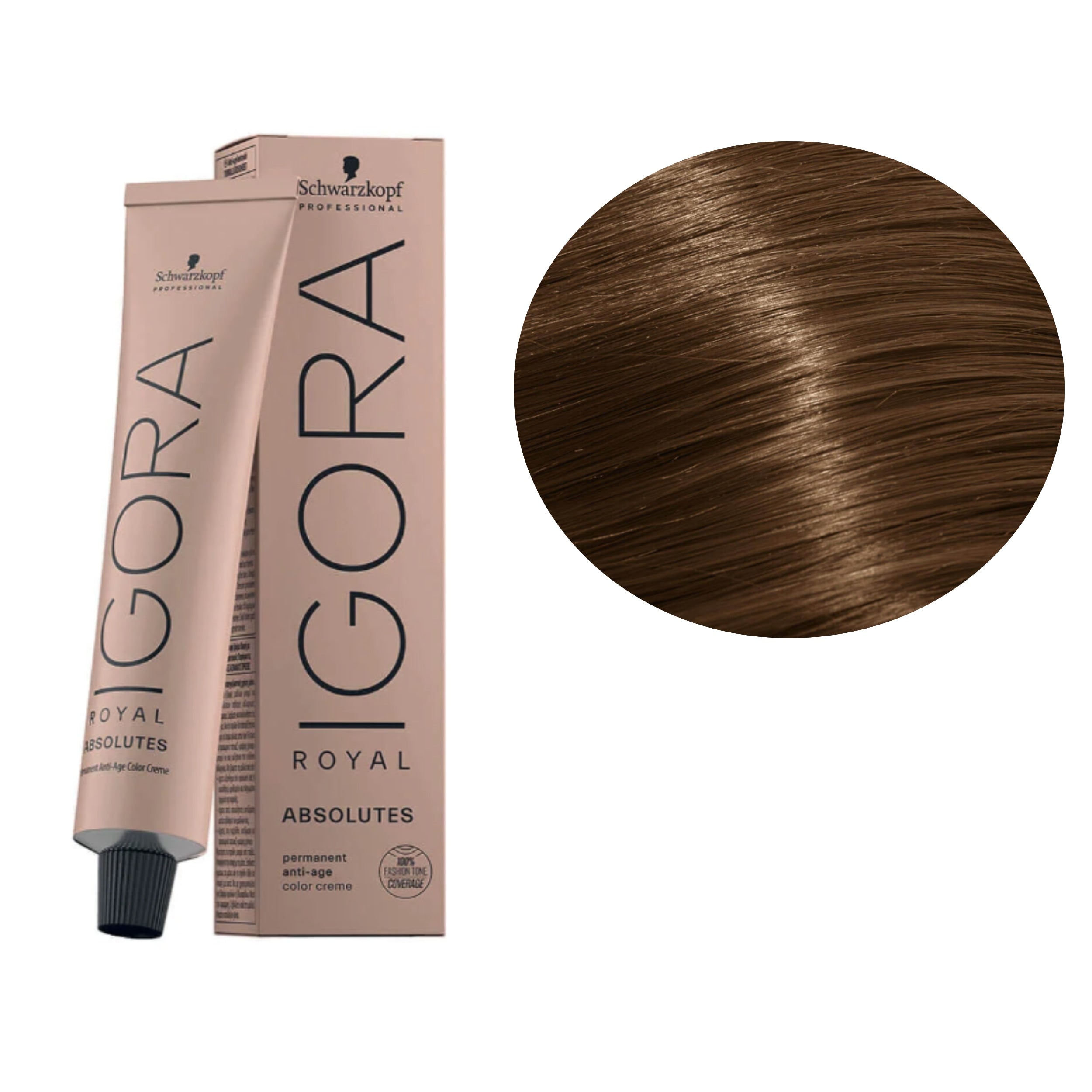 a brown hair color is shown next to the product