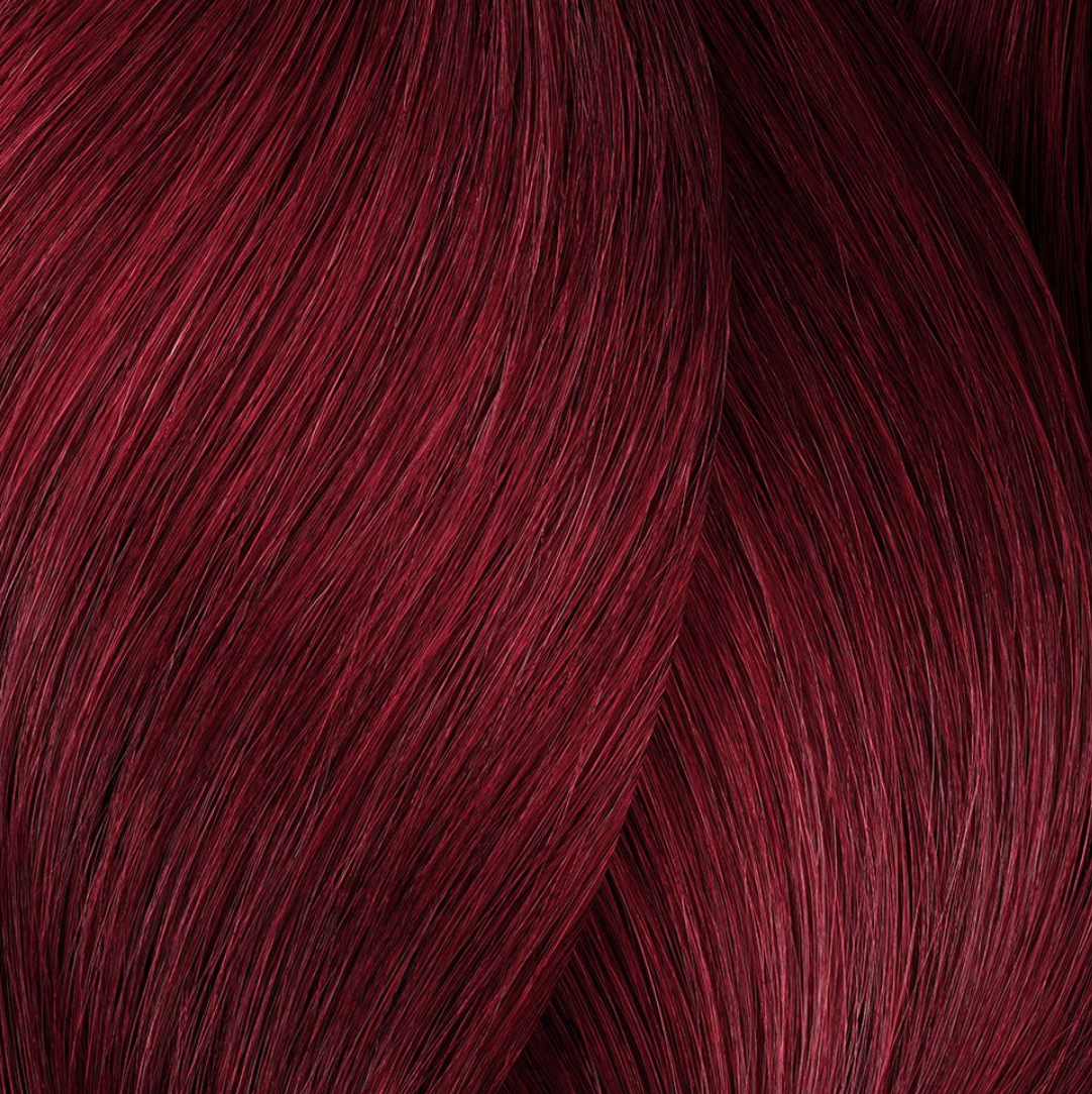 a close up of a red hair color