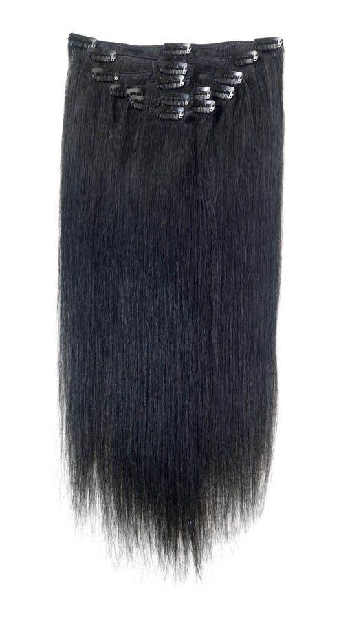 Full Head | Clip in Hair Extensions | 16 Inch | Jet Black (1) - Beauty Hair Products LtdHair Extensions