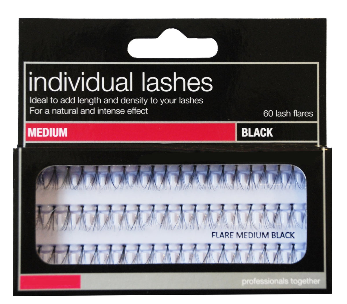 60 Individual Flare Eyelashes Black - Beauty Hair Products Ltd