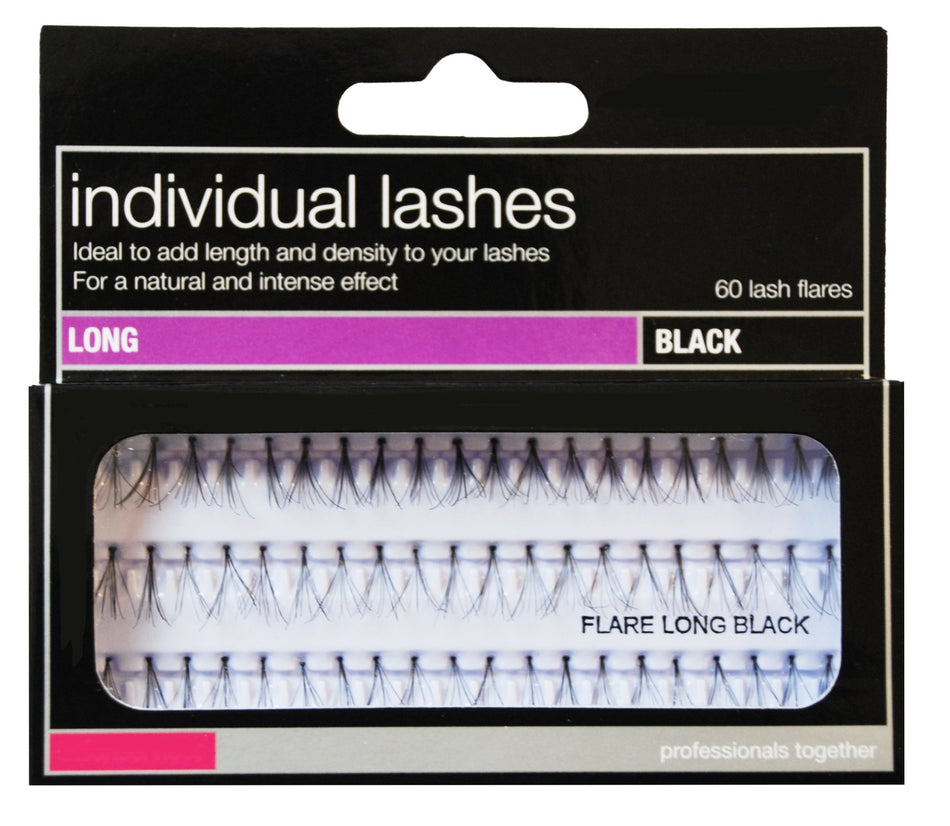 60 Individual Flare Eyelashes Black - Beauty Hair Products Ltd