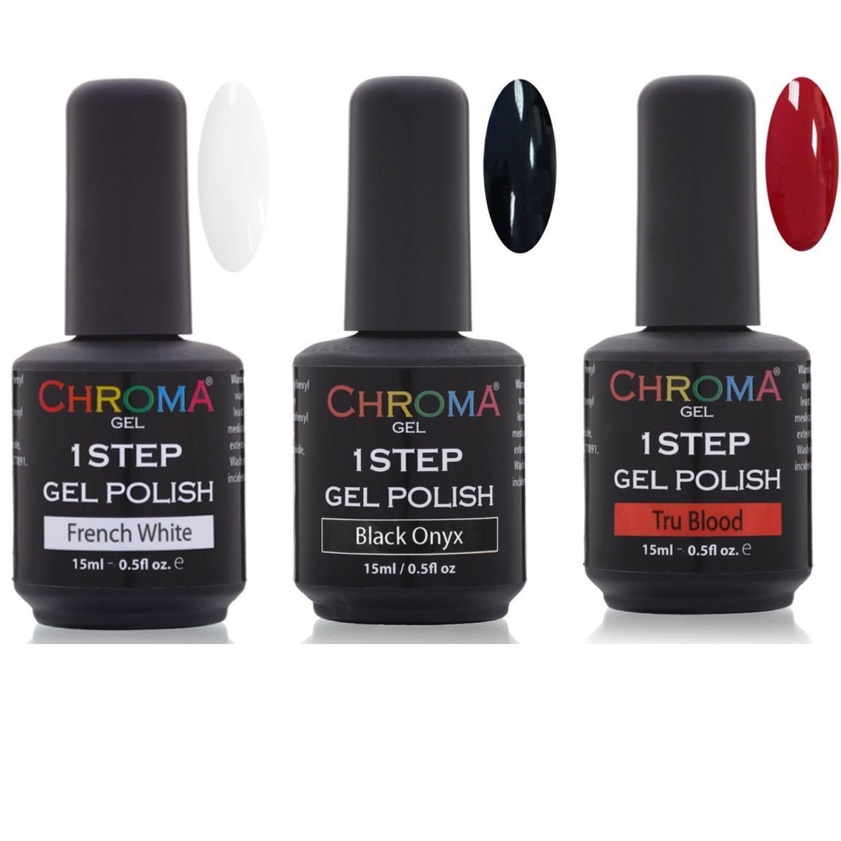 Chroma Gel 1 Step White, Red and Black Gel Nail Polish Set - beautyhair.co.ukChroma Gel