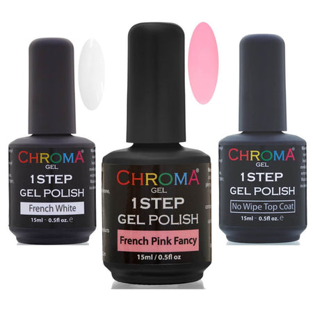 Chroma Gel 1 Step Fancy French Manicure Gel Polish SET - Beauty Hair Products LtdChroma Gel
