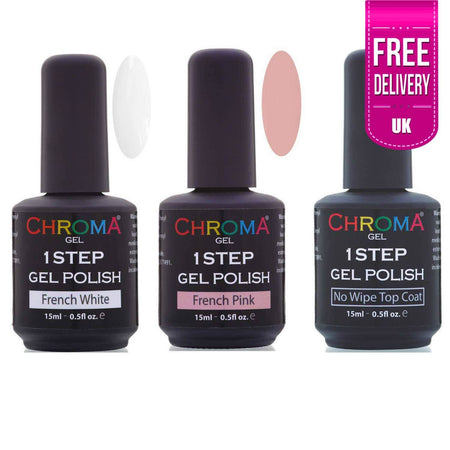 Chroma Gel 1-Step French Manicure Gel Polish Set - Easy, Durable, Long-lasting - beautyhair.co.ukChroma Gel