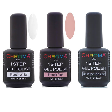 Chroma Gel 1-Step French Manicure Gel Polish Set - Easy, Durable, Long-lasting - beautyhair.co.ukChroma Gel