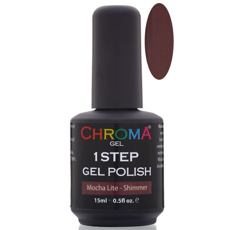 Chroma Gel 1 Step Gel Polish in Mocha Lite No.12 - Long-Lasting Chocolate Glitter Colour - Easy Application & Incredible Shine - beautyhair.co.ukChroma Gel