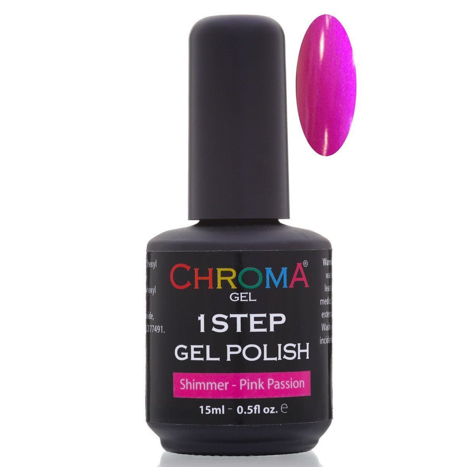 Chroma Gel 1-Step Gel Polish - Pink Passion No.19 with High Gloss and Purple Shimmer - beautyhair.co.ukChroma Gel