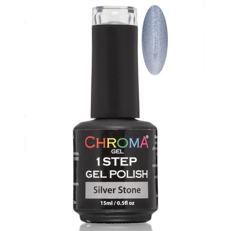 Chroma Gel 1 Step Gel Polish - Silver Stone No.55 - Long-Lasting Metallic Silver Manicure - beautyhair.co.ukChroma Gel