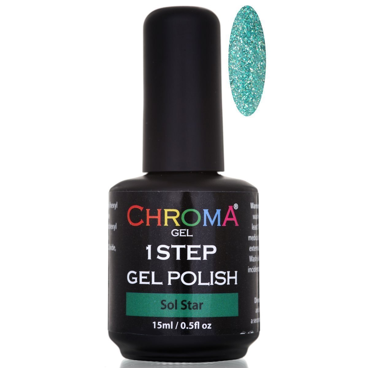 Chroma Gel 1 Step Gel Polish Sol Star No.43 - Glittery Green Shade for Long-Lasting, Chip-Resistant Nails - beautyhair.co.ukChroma Gel