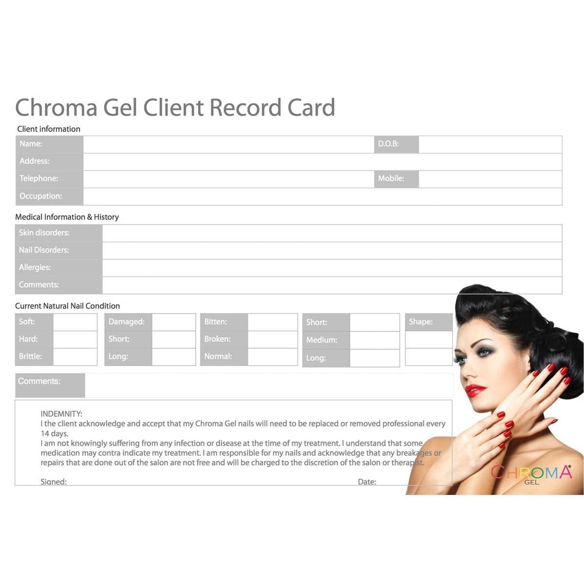 Chroma Gel Client Record Card Set of 25 - beautyhair.co.ukChroma Gel