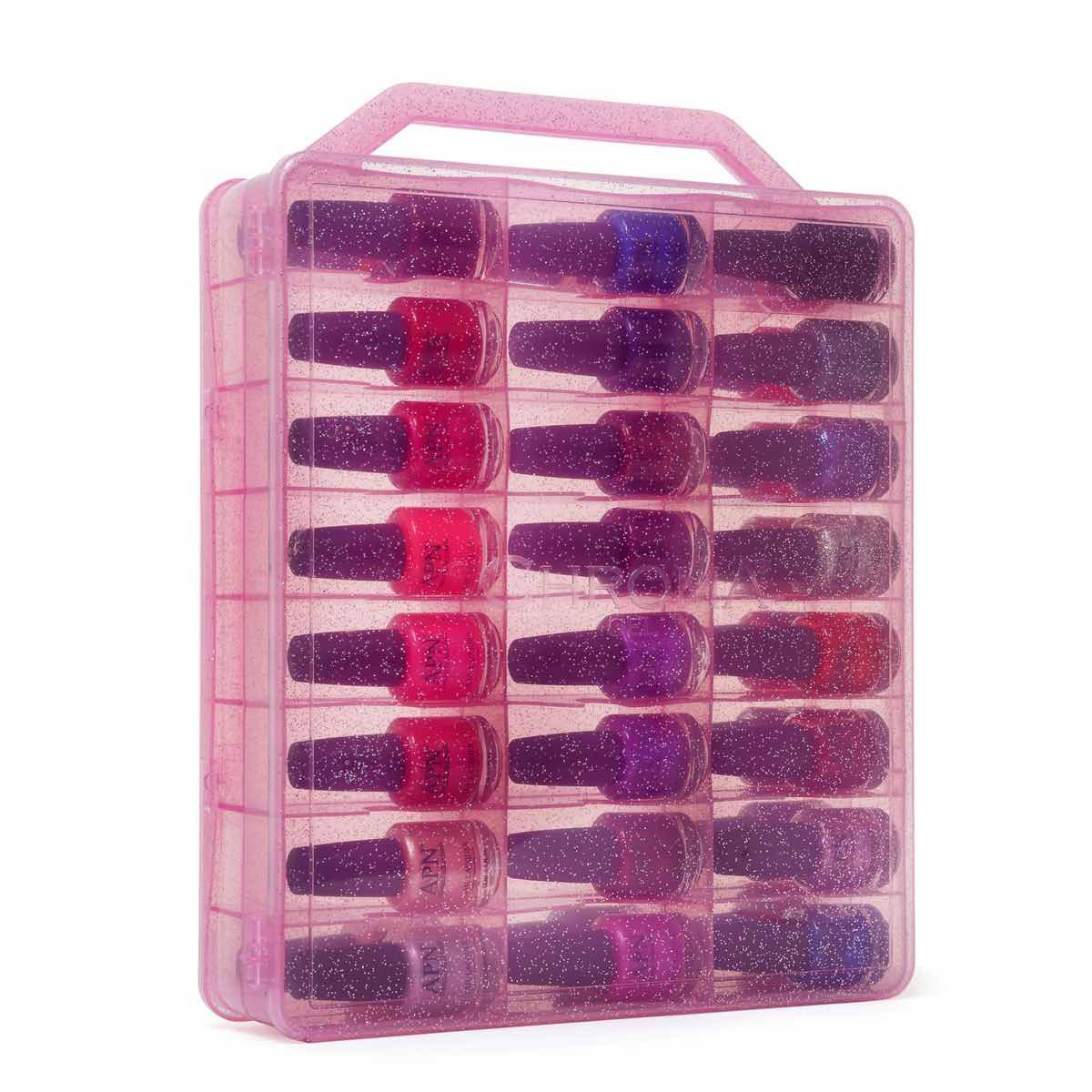 Chroma Gel Nail Polish Case Holder - Pink Glitter, 48 Polishes Capacity, Lightweight & Durable - beautyhair.co.ukChroma Gel