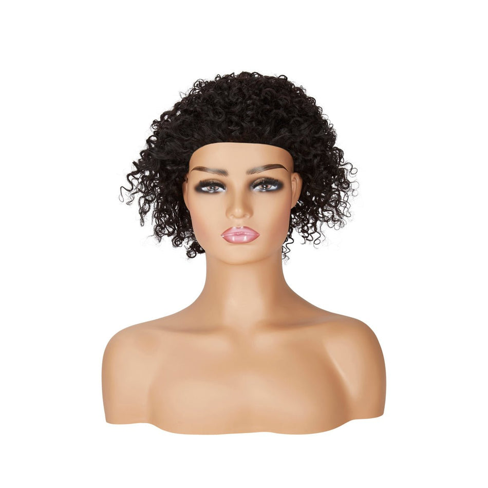 Curly Short Hair Band Human Hair Wig - Soft & Bouncy Curls, Adjustable Fit - beautyhair.co.ukWigs