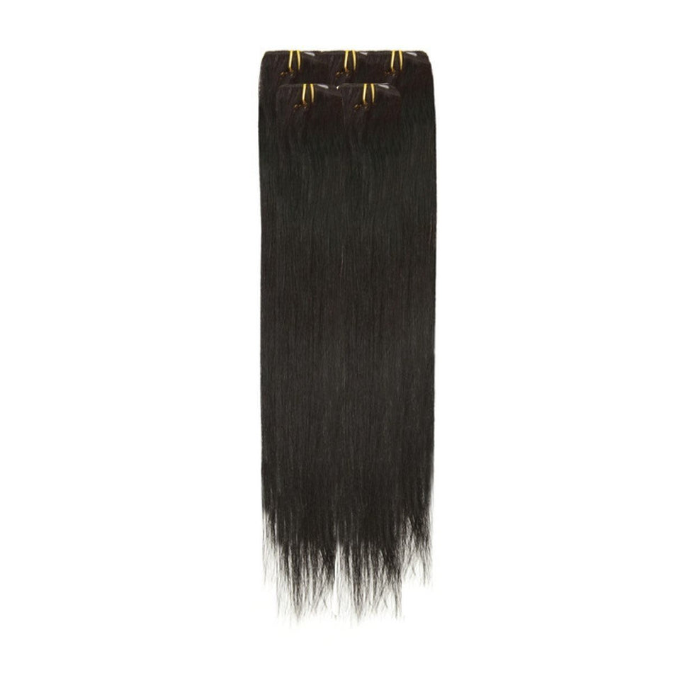 Economy Full Head Clip in Hair 18 inch | Jet Black (1) - beautyhair.co.ukHair Extensions