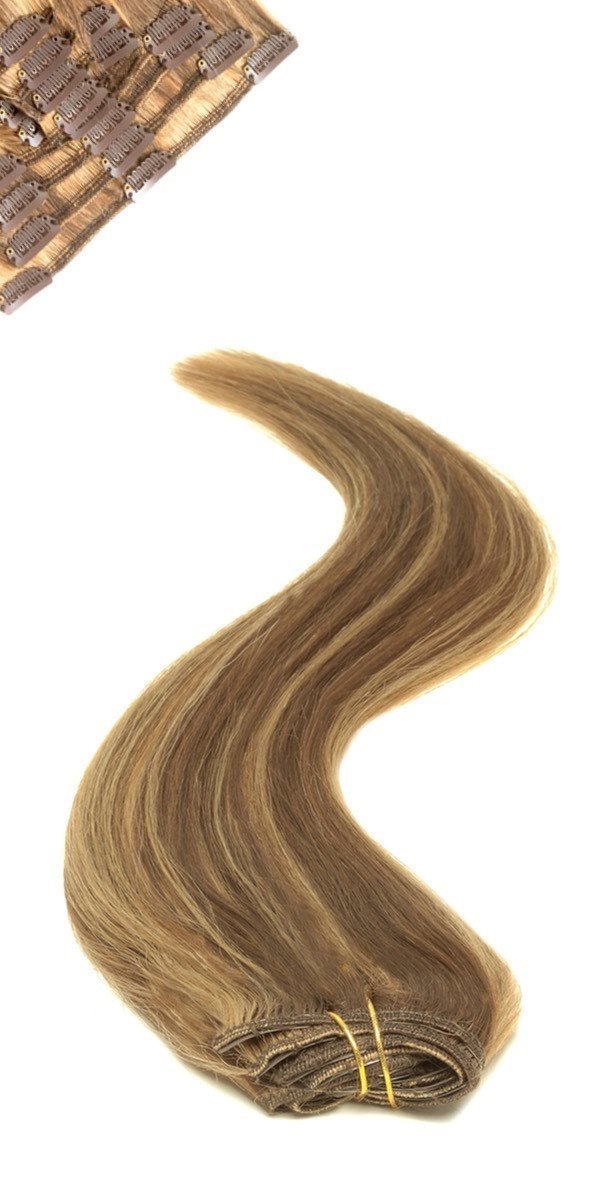 Full Head | Clip in Hair | 18 inch | Brown Blonde Blend (P4/27) - beautyhair.co.ukHair Extensions