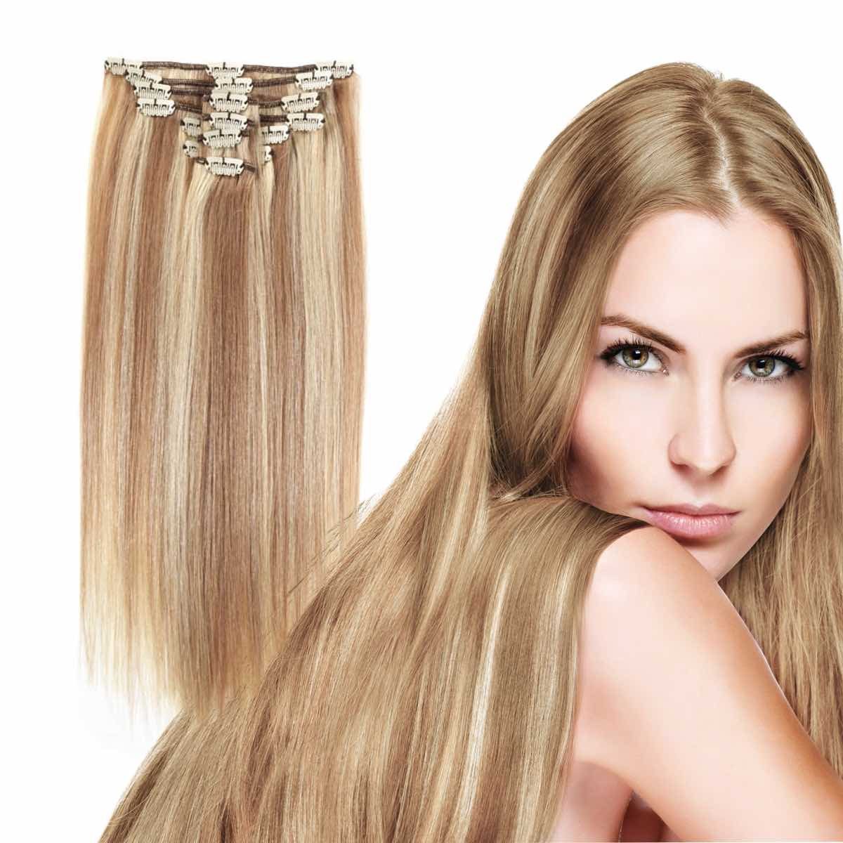 Full Head | Clip in Hair | 18 inch | Brownie Blonde Blend 10/22 - beautyhair.co.ukHair Extensions