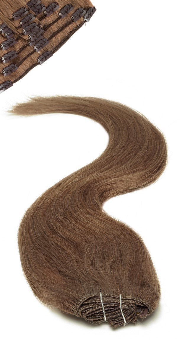 Full Head | Clip in Hair | 18 inch | Dark Mousey Brown (8b) - beautyhair.co.ukHair Extensions