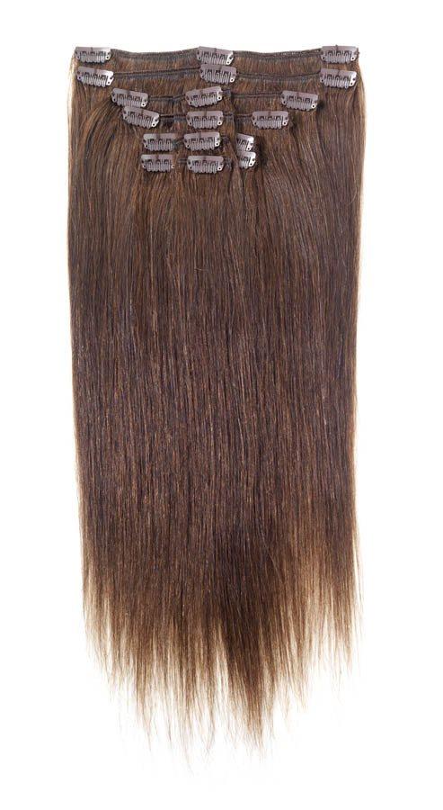 Full Head | Clip in Hair | 18 inch | Darkest Brown (2) - beautyhair.co.ukHair Extensions