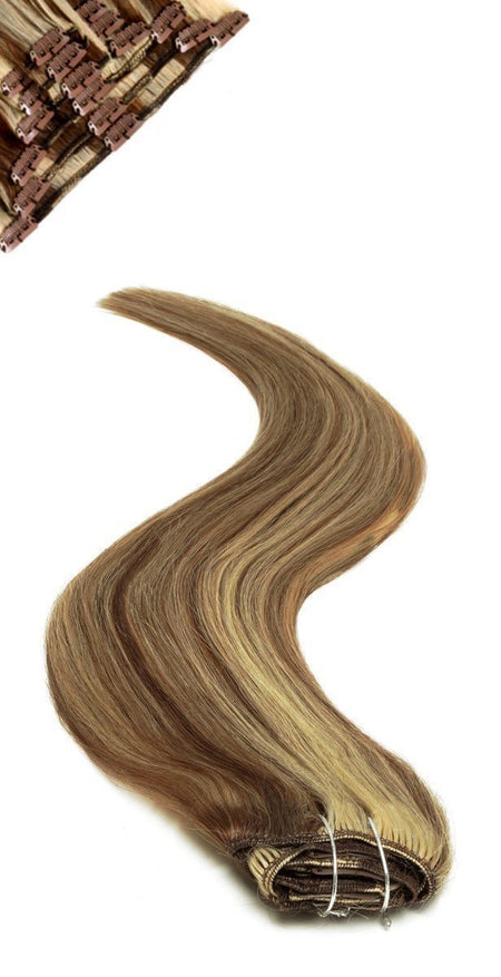 Full Head | Clip in Hair | 18 inch | Light Brown Starlight (P6/613) - beautyhair.co.ukHair Extensions