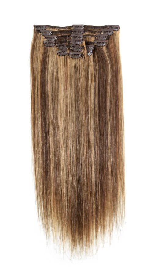 18 Inch Light Brown Sunshine (P6/25) Full Head Clip in Hair Extensions - beautyhair.co.ukHair Extensions