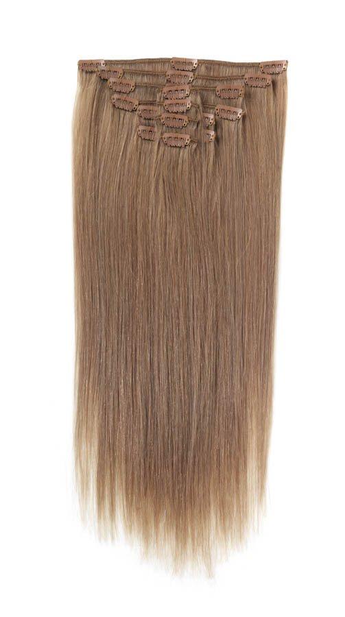 Full Head | Clip in Hair | 18 inch | Light Mousey Brown (18) - beautyhair.co.ukHair Extensions