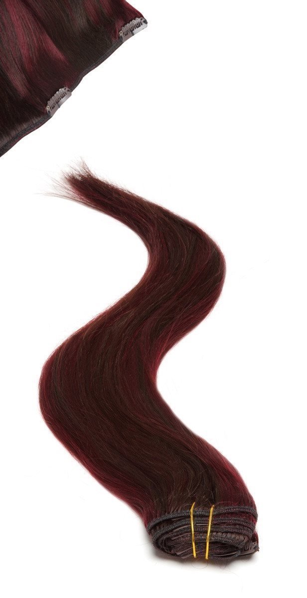 Sheryl Red Clip in Hair Extensions - 100% Silky Human Hair | 18 Inch Length | Full Head Set | Easy Application - beautyhair.co.ukHair Extensions